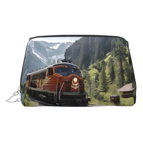 EZDLOWVBA Kosmetiktasche mit Dampflokomotiven-Zug-Druck, für Damen, mit Reißverschluss, Make-up-Tasche, Kulturbeutel, leichte Leder-Make-up-Tasche, silber, Einheitsgröße EZDLOWVBA Kosmetiktasche mit Dampflokomotiven-Zug-Druck, für Damen, mit Reißverschluss, Make-up-Tasche, Kulturbeutel, leichte Leder-Make-up-Tasche, silber, Einheitsgröße von EZDLOWVBA