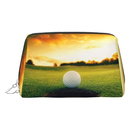 EZDLOWVBA Kosmetiktasche mit Golfplatz-Druck, für Damen, mit Reißverschluss, leichte Leder-Make-up-Tasche, silber, Einheitsgröße EZDLOWVBA Kosmetiktasche mit Golfplatz-Druck, für Damen, mit Reißverschluss, leichte Leder-Make-up-Tasche, silber, Einheitsgröße von EZDLOWVBA