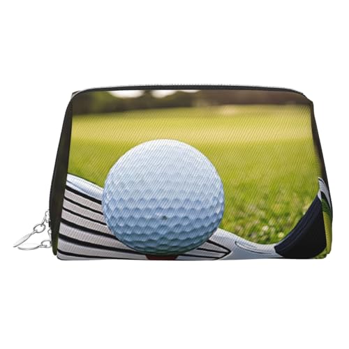 EZDLOWVBA Kosmetiktasche mit Golfschlägeraufdruck, für Damen, mit Reißverschluss, leichte Leder-Make-up-Tasche, silber, Einheitsgröße EZDLOWVBA Kosmetiktasche mit Golfschlägeraufdruck, für Damen, mit Reißverschluss, leichte Leder-Make-up-Tasche, silber, Einheitsgröße von EZDLOWVBA