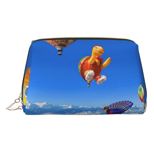 EZDLOWVBA Kosmetiktasche mit Heißluftballon-Aufdruck, für Damen, mit Reißverschluss, leichte Leder-Make-up-Tasche, gold, Einheitsgröße EZDLOWVBA Kosmetiktasche mit Heißluftballon-Aufdruck, für Damen, mit Reißverschluss, leichte Leder-Make-up-Tasche, gold, Einheitsgröße von EZDLOWVBA