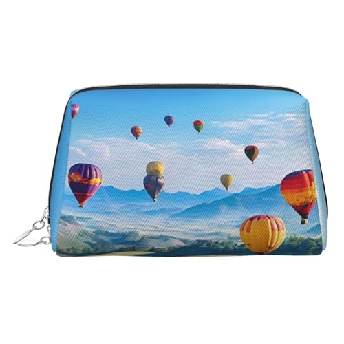 EZDLOWVBA Kosmetiktasche mit Heißluftballonaufdruck, für Damen, mit Reißverschluss, Make-up-Tasche, Kulturbeutel, leichte Leder-Make-up-Tasche, silber, Einheitsgröße EZDLOWVBA Kosmetiktasche mit Heißluftballonaufdruck, für Damen, mit Reißverschluss, Make-up-Tasche, Kulturbeutel, leichte Leder-Make-up-Tasche, silber, Einheitsgröße von EZDLOWVBA