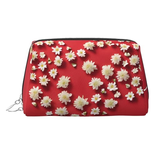 EZDLOWVBA Kosmetiktasche mit Herz-Blumendruck, für Damen, Reißverschluss, Make-up-Tasche, Kulturbeutel, leicht, Leder, silber, Einheitsgröße EZDLOWVBA Kosmetiktasche mit Herz-Blumendruck, für Damen, Reißverschluss, Make-up-Tasche, Kulturbeutel, leicht, Leder, silber, Einheitsgröße von EZDLOWVBA