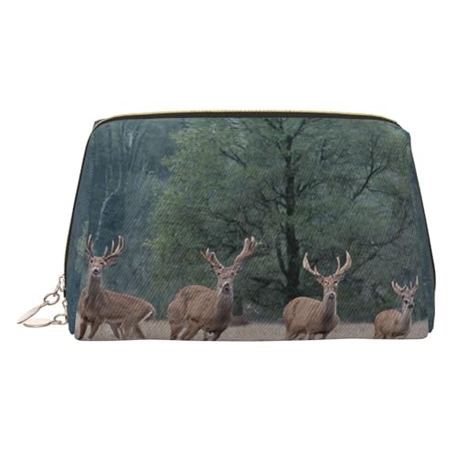 EZDLOWVBA Kosmetiktasche mit Hirschmotiv für Damen, Reise-Kosmetiktasche, Organizer, Reißverschluss, Make-up-Tasche, Kulturbeutel, leichte Leder-Make-up-Tasche, gold, Einheitsgröße EZDLOWVBA Kosmetiktasche mit Hirschmotiv für Damen, Reise-Kosmetiktasche, Organizer, Reißverschluss, Make-up-Tasche, Kulturbeutel, leichte Leder-Make-up-Tasche, gold, Einheitsgröße von EZDLOWVBA