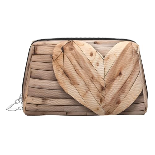 EZDLOWVBA Kosmetiktasche mit Holzherz-Druck, für Damen, Reißverschluss, Make-up-Tasche, Kulturbeutel, leicht, Leder, silber, Einheitsgröße EZDLOWVBA Kosmetiktasche mit Holzherz-Druck, für Damen, Reißverschluss, Make-up-Tasche, Kulturbeutel, leicht, Leder, silber, Einheitsgröße von EZDLOWVBA