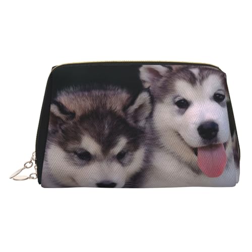 EZDLOWVBA Kosmetiktasche mit Hunde-Aufdruck, Reißverschluss, leichte Leder-Make-up-Tasche, gold, Einheitsgröße EZDLOWVBA Kosmetiktasche mit Hunde-Aufdruck, Reißverschluss, leichte Leder-Make-up-Tasche, gold, Einheitsgröße von EZDLOWVBA