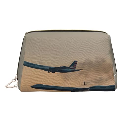 EZDLOWVBA Kosmetiktasche mit Jet-Fighter-Aufdruck, für Damen, mit Reißverschluss, leichte Leder-Make-up-Tasche, gold, Einheitsgröße EZDLOWVBA Kosmetiktasche mit Jet-Fighter-Aufdruck, für Damen, mit Reißverschluss, leichte Leder-Make-up-Tasche, gold, Einheitsgröße von EZDLOWVBA