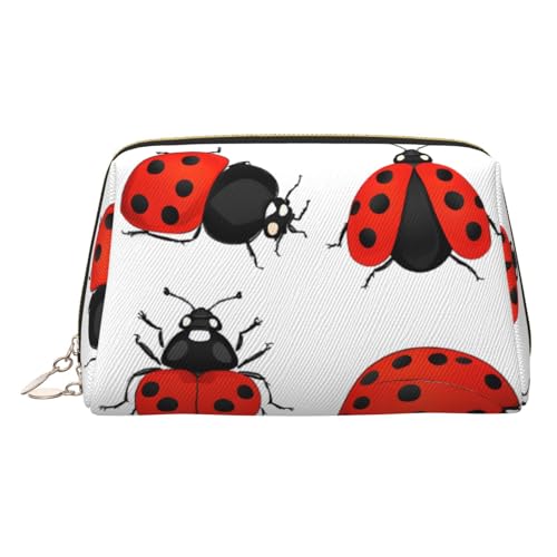 EZDLOWVBA Kosmetiktasche mit Marienkäfer-Aufdruck, Reißverschluss, leichte Leder-Make-up-Tasche, gold, Einheitsgröße EZDLOWVBA Kosmetiktasche mit Marienkäfer-Aufdruck, Reißverschluss, leichte Leder-Make-up-Tasche, gold, Einheitsgröße von EZDLOWVBA