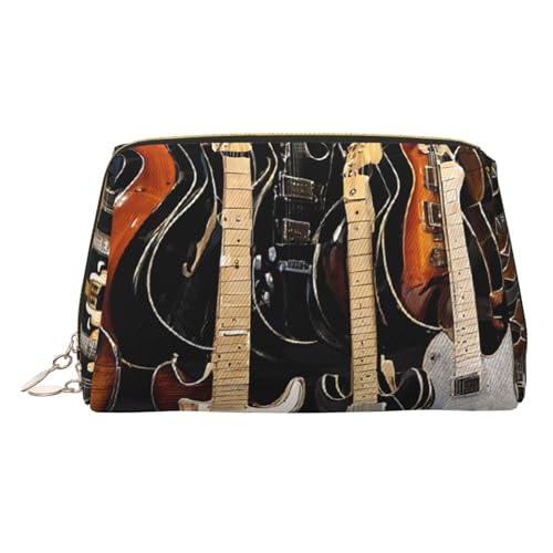 EZDLOWVBA Kosmetiktasche mit Musikgitarre für Damen, Reise-Kosmetiktasche, Organizer, Reißverschluss, Make-up-Tasche, Kulturbeutel, leichte Leder-Make-up-Tasche, gold, Einheitsgröße EZDLOWVBA Kosmetiktasche mit Musikgitarre für Damen, Reise-Kosmetiktasche, Organizer, Reißverschluss, Make-up-Tasche, Kulturbeutel, leichte Leder-Make-up-Tasche, gold, Einheitsgröße von EZDLOWVBA
