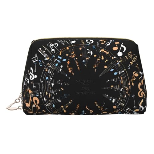 EZDLOWVBA Kosmetiktasche mit Musiknoten-Aufdruck, für Damen, mit Reißverschluss, Make-up-Tasche, Kulturbeutel, leichte Leder-Make-up-Tasche, gold, Einheitsgröße EZDLOWVBA Kosmetiktasche mit Musiknoten-Aufdruck, für Damen, mit Reißverschluss, Make-up-Tasche, Kulturbeutel, leichte Leder-Make-up-Tasche, gold, Einheitsgröße von EZDLOWVBA