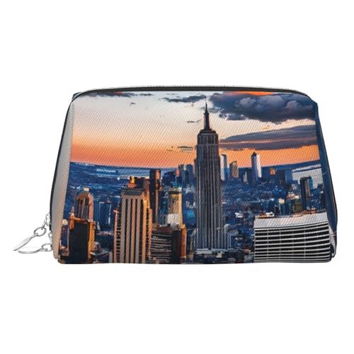 EZDLOWVBA Kosmetiktasche mit New York City, bedruckt, mit Reißverschluss, leichte Leder-Make-up-Tasche, silber, Einheitsgröße EZDLOWVBA Kosmetiktasche mit New York City, bedruckt, mit Reißverschluss, leichte Leder-Make-up-Tasche, silber, Einheitsgröße von EZDLOWVBA