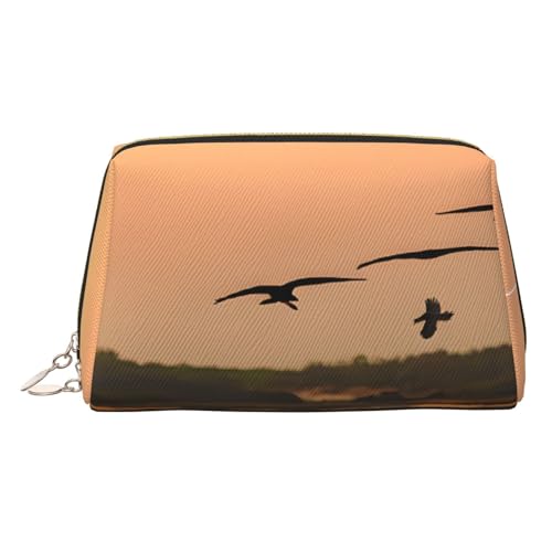 EZDLOWVBA Kosmetiktasche mit Ölgemälde-Motiv und Entenmuster, für Damen, mit Reißverschluss, leichte Leder-Make-up-Tasche, gold, Einheitsgröße EZDLOWVBA Kosmetiktasche mit Ölgemälde-Motiv und Entenmuster, für Damen, mit Reißverschluss, leichte Leder-Make-up-Tasche, gold, Einheitsgröße von EZDLOWVBA
