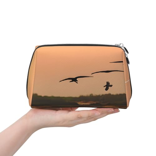 EZDLOWVBA Kosmetiktasche mit Ölgemälde-Motiv und Entenmuster, für Damen, mit Reißverschluss, leichte Leder-Make-up-Tasche, silber, Einheitsgröße EZDLOWVBA Kosmetiktasche mit Ölgemälde-Motiv und Entenmuster, für Damen, mit Reißverschluss, leichte Leder-Make-up-Tasche, silber, Einheitsgröße von EZDLOWVBA