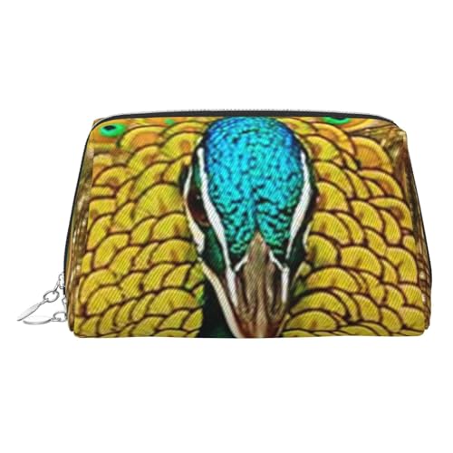 EZDLOWVBA Kosmetiktasche mit Pfauen-Aufdruck, Reißverschluss, leicht, Leder, Make-up-Tasche, silber, Einheitsgröße EZDLOWVBA Kosmetiktasche mit Pfauen-Aufdruck, Reißverschluss, leicht, Leder, Make-up-Tasche, silber, Einheitsgröße von EZDLOWVBA