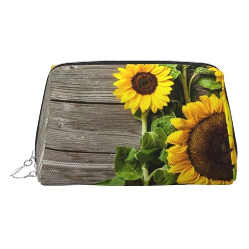 EZDLOWVBA Kosmetiktasche mit Pflanzenmotiv und Sonnenblumen-Druck, für Damen, mit Reißverschluss, Make-up-Tasche, Kulturbeutel, leichte Leder-Make-up-Tasche, silber, Einheitsgröße EZDLOWVBA Kosmetiktasche mit Pflanzenmotiv und Sonnenblumen-Druck, für Damen, mit Reißverschluss, Make-up-Tasche, Kulturbeutel, leichte Leder-Make-up-Tasche, silber, Einheitsgröße von EZDLOWVBA