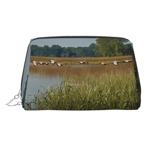 EZDLOWVBA Kosmetiktasche mit Reißverschluss, Motiv: Jagd, wilder Druck, leichte Leder-Make-up-Tasche, silber, Einheitsgröße EZDLOWVBA Kosmetiktasche mit Reißverschluss, Motiv: Jagd, wilder Druck, leichte Leder-Make-up-Tasche, silber, Einheitsgröße von EZDLOWVBA