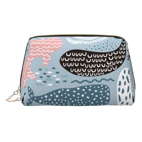 EZDLOWVBA Kosmetiktasche mit Reißverschluss, Motiv: Robbenwal, Oktopus, Fisch-Druck, leicht, Leder, Make-up-Tasche, gold, Einheitsgröße EZDLOWVBA Kosmetiktasche mit Reißverschluss, Motiv: Robbenwal, Oktopus, Fisch-Druck, leicht, Leder, Make-up-Tasche, gold, Einheitsgröße von EZDLOWVBA