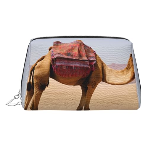 EZDLOWVBA Kosmetiktasche mit Reißverschluss, leichte Leder-Make-up-Tasche, Wüstensand-Kamelmuster, für Damen, silber, Einheitsgröße EZDLOWVBA Kosmetiktasche mit Reißverschluss, leichte Leder-Make-up-Tasche, Wüstensand-Kamelmuster, für Damen, silber, Einheitsgröße von EZDLOWVBA