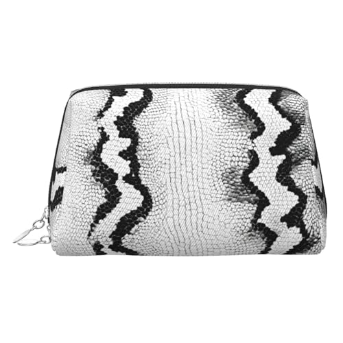 EZDLOWVBA Kosmetiktasche mit Schlangenhaut-Motiv, für Damen, mit Reißverschluss, leicht, Leder, Schwarz und Weiß, silber, Einheitsgröße EZDLOWVBA Kosmetiktasche mit Schlangenhaut-Motiv, für Damen, mit Reißverschluss, leicht, Leder, Schwarz und Weiß, silber, Einheitsgröße von EZDLOWVBA