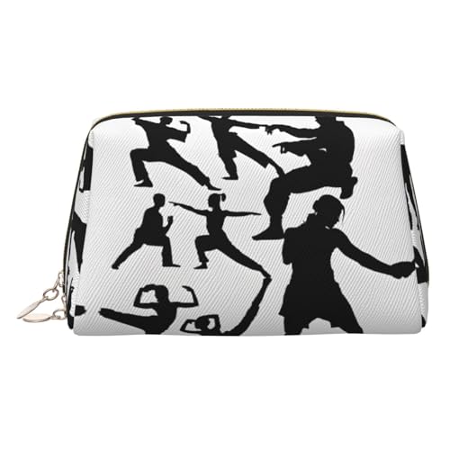 EZDLOWVBA Kosmetiktasche mit Silhouetten von Kampfsport-Druck, für Damen, mit Reißverschluss, Make-up-Tasche, Kulturbeutel, leichte Leder-Make-up-Tasche, gold, Einheitsgröße EZDLOWVBA Kosmetiktasche mit Silhouetten von Kampfsport-Druck, für Damen, mit Reißverschluss, Make-up-Tasche, Kulturbeutel, leichte Leder-Make-up-Tasche, gold, Einheitsgröße von EZDLOWVBA