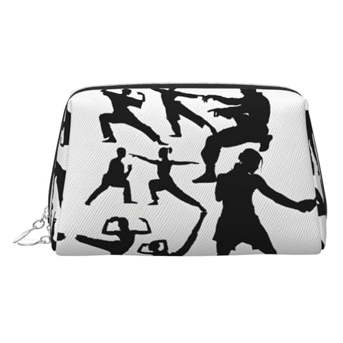 EZDLOWVBA Kosmetiktasche mit Silhouetten von Kampfsport-Druck, für Damen, mit Reißverschluss, Make-up-Tasche, Kulturbeutel, leichte Leder-Make-up-Tasche, silber, Einheitsgröße EZDLOWVBA Kosmetiktasche mit Silhouetten von Kampfsport-Druck, für Damen, mit Reißverschluss, Make-up-Tasche, Kulturbeutel, leichte Leder-Make-up-Tasche, silber, Einheitsgröße von EZDLOWVBA