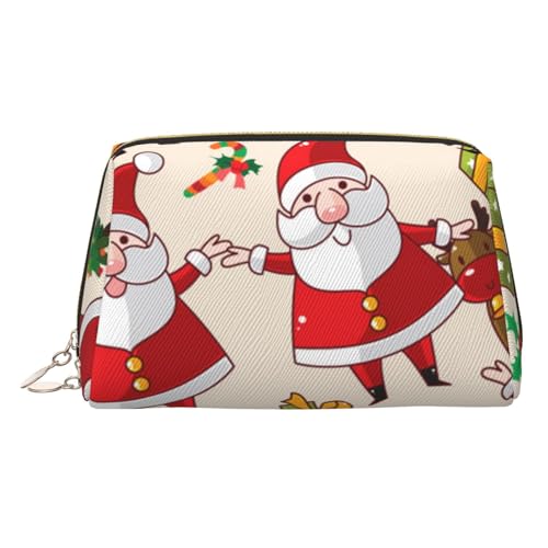 EZDLOWVBA Kosmetiktasche mit Weihnachtsmann-Motiv, für Damen, Reise-Kosmetiktasche, Organizer, Reißverschluss, Make-up-Tasche, Kulturbeutel, leichte Leder-Make-up-Tasche, gold, Einheitsgröße von EZDLOWVBA