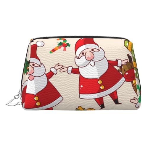 EZDLOWVBA Kosmetiktasche mit Weihnachtsmann-Motiv, für Damen, Reise-Kosmetiktasche, Organizer, Reißverschluss, Make-up-Tasche, Kulturbeutel, leichte Leder-Make-up-Tasche, silber, Einheitsgröße von EZDLOWVBA