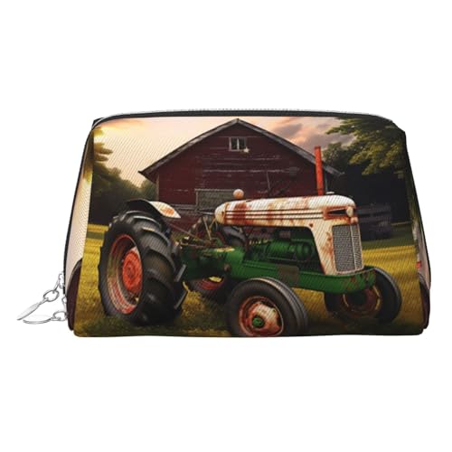 EZDLOWVBA Kosmetiktasche mit altem Traktor-Foto, Bauernhof-Druck, für Damen, mit Reißverschluss, Make-up-Tasche, Kulturbeutel, leichte Leder-Make-up-Tasche, silber, Einheitsgröße EZDLOWVBA Kosmetiktasche mit altem Traktor-Foto, Bauernhof-Druck, für Damen, mit Reißverschluss, Make-up-Tasche, Kulturbeutel, leichte Leder-Make-up-Tasche, silber, Einheitsgröße von EZDLOWVBA