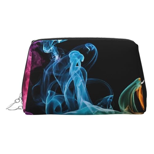 EZDLOWVBA Kosmetiktasche mit buntem Rauchaufdruck, für Damen, mit Reißverschluss, Make-up-Tasche, Kulturbeutel, leichte Leder-Make-up-Tasche, silber, Einheitsgröße EZDLOWVBA Kosmetiktasche mit buntem Rauchaufdruck, für Damen, mit Reißverschluss, Make-up-Tasche, Kulturbeutel, leichte Leder-Make-up-Tasche, silber, Einheitsgröße von EZDLOWVBA