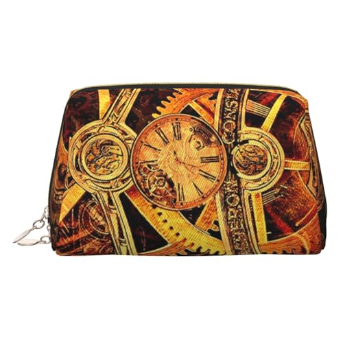 EZDLOWVBA Kosmetiktasche mit coolem Steampunk-Zahnrad-Druck, für Damen, Reise-Kosmetiktasche, Organizer, Reißverschluss, Make-up-Tasche, Kulturbeutel, leichte Leder-Make-up-Tasche, gold, Einheitsgröße EZDLOWVBA Kosmetiktasche mit coolem Steampunk-Zahnrad-Druck, für Damen, Reise-Kosmetiktasche, Organizer, Reißverschluss, Make-up-Tasche, Kulturbeutel, leichte Leder-Make-up-Tasche, gold, Einheitsgröße von EZDLOWVBA