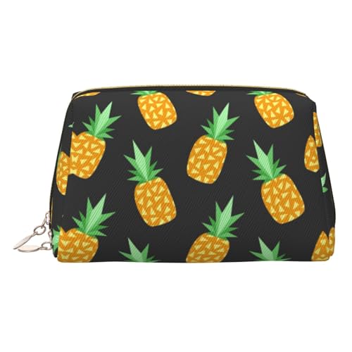 EZDLOWVBA Kosmetiktasche mit gelbem Ananas-Aufdruck, für Damen, mit Reißverschluss, Make-up-Tasche, Kulturbeutel, leichtes Leder, Make-up-Tasche, gold, Einheitsgröße EZDLOWVBA Kosmetiktasche mit gelbem Ananas-Aufdruck, für Damen, mit Reißverschluss, Make-up-Tasche, Kulturbeutel, leichtes Leder, Make-up-Tasche, gold, Einheitsgröße von EZDLOWVBA