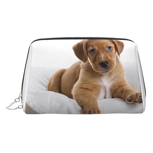 EZDLOWVBA Kosmetiktasche mit goldenem Retriever-Aufdruck, für Damen, mit Reißverschluss, leichte Leder-Make-up-Tasche, silber, Einheitsgröße EZDLOWVBA Kosmetiktasche mit goldenem Retriever-Aufdruck, für Damen, mit Reißverschluss, leichte Leder-Make-up-Tasche, silber, Einheitsgröße von EZDLOWVBA