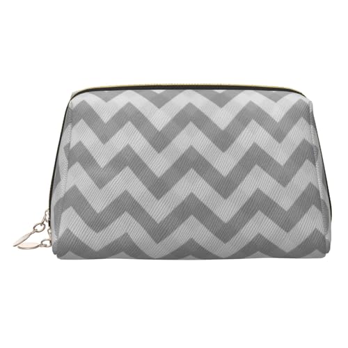 EZDLOWVBA Kosmetiktasche mit grauem Streifendruck, Reise-Kosmetiktasche, Organizer, Reißverschluss, Make-up-Tasche, Kulturbeutel, leichte Leder-Make-up-Tasche, gold, Einheitsgröße von EZDLOWVBA