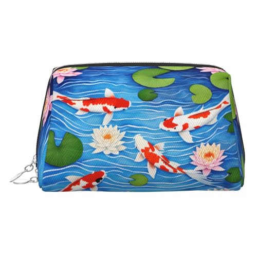 EZDLOWVBA Kosmetiktasche mit japanischem Fisch-Aufdruck, Reißverschluss, leichte Leder-Make-up-Tasche, silber, Einheitsgröße EZDLOWVBA Kosmetiktasche mit japanischem Fisch-Aufdruck, Reißverschluss, leichte Leder-Make-up-Tasche, silber, Einheitsgröße von EZDLOWVBA