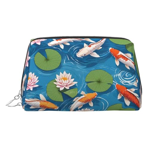 EZDLOWVBA Kosmetiktasche mit japanischem Fisch-Aufdruck, Reißverschluss, leichte Leder-Make-up-Tasche, silber, Einheitsgröße EZDLOWVBA Kosmetiktasche mit japanischem Fisch-Aufdruck, Reißverschluss, leichte Leder-Make-up-Tasche, silber, Einheitsgröße von EZDLOWVBA