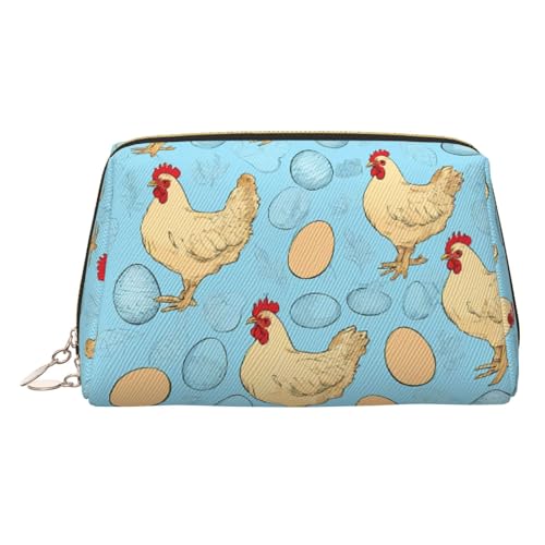 EZDLOWVBA Kosmetiktasche mit kreativem Cartoon-Huhn-Druck, für Damen, mit Reißverschluss, Make-up-Tasche, Kulturbeutel, leichte Leder-Make-up-Tasche, gold, Einheitsgröße EZDLOWVBA Kosmetiktasche mit kreativem Cartoon-Huhn-Druck, für Damen, mit Reißverschluss, Make-up-Tasche, Kulturbeutel, leichte Leder-Make-up-Tasche, gold, Einheitsgröße von EZDLOWVBA