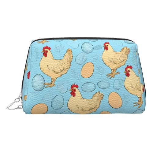 EZDLOWVBA Kosmetiktasche mit kreativem Cartoon-Huhn-Druck, für Damen, mit Reißverschluss, Make-up-Tasche, Kulturbeutel, leichte Leder-Make-up-Tasche, silber, Einheitsgröße EZDLOWVBA Kosmetiktasche mit kreativem Cartoon-Huhn-Druck, für Damen, mit Reißverschluss, Make-up-Tasche, Kulturbeutel, leichte Leder-Make-up-Tasche, silber, Einheitsgröße von EZDLOWVBA