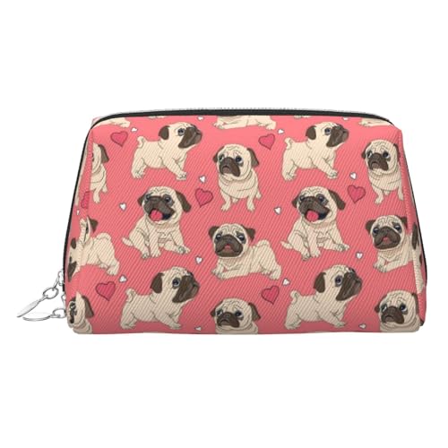 EZDLOWVBA Kosmetiktasche mit lustigem Cartoon-Mops-Motiv, für Damen, Reise-Kosmetiktasche, Organizer, Reißverschluss, Make-up-Tasche, Kulturbeutel, leichte Leder-Make-up-Tasche, silber, Einheitsgröße EZDLOWVBA Kosmetiktasche mit lustigem Cartoon-Mops-Motiv, für Damen, Reise-Kosmetiktasche, Organizer, Reißverschluss, Make-up-Tasche, Kulturbeutel, leichte Leder-Make-up-Tasche, silber, Einheitsgröße von EZDLOWVBA