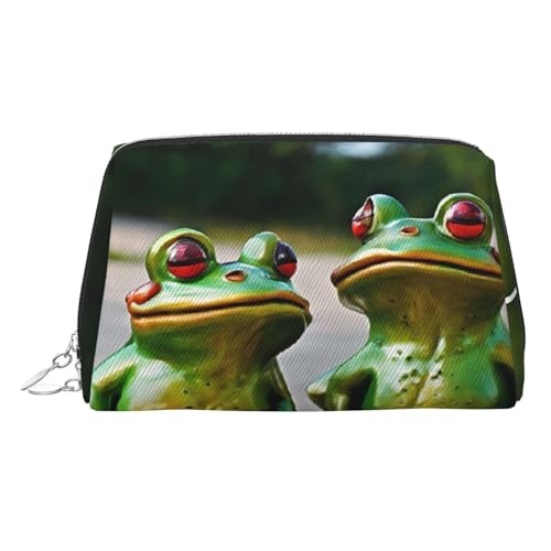 EZDLOWVBA Kosmetiktasche mit lustigem Frosch-Aufdruck, für Damen, mit Reißverschluss, leicht, Leder, Make-up-Tasche, silber, Einheitsgröße EZDLOWVBA Kosmetiktasche mit lustigem Frosch-Aufdruck, für Damen, mit Reißverschluss, leicht, Leder, Make-up-Tasche, silber, Einheitsgröße von EZDLOWVBA