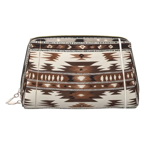 EZDLOWVBA Kosmetiktasche mit nativem Druck, für Damen, mit Reißverschluss, leichte Leder-Make-up-Tasche, gold, Einheitsgröße EZDLOWVBA Kosmetiktasche mit nativem Druck, für Damen, mit Reißverschluss, leichte Leder-Make-up-Tasche, gold, Einheitsgröße von EZDLOWVBA