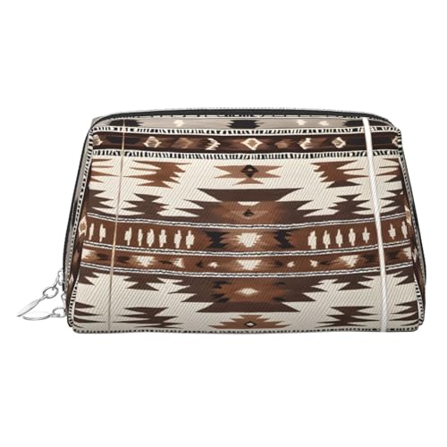 EZDLOWVBA Kosmetiktasche mit nativem Druck, für Damen, mit Reißverschluss, leichte Leder-Make-up-Tasche, silber, Einheitsgröße EZDLOWVBA Kosmetiktasche mit nativem Druck, für Damen, mit Reißverschluss, leichte Leder-Make-up-Tasche, silber, Einheitsgröße von EZDLOWVBA
