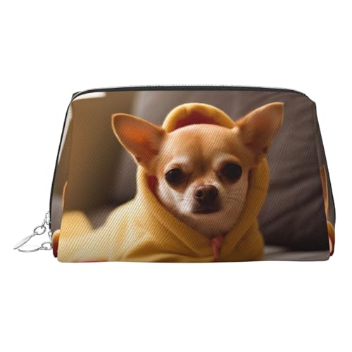 EZDLOWVBA Kosmetiktasche mit niedlichem Chihuahua-Druck, für Damen, mit Reißverschluss, Make-up-Tasche, Kulturbeutel, leichte Leder-Make-up-Tasche, silber, Einheitsgröße EZDLOWVBA Kosmetiktasche mit niedlichem Chihuahua-Druck, für Damen, mit Reißverschluss, Make-up-Tasche, Kulturbeutel, leichte Leder-Make-up-Tasche, silber, Einheitsgröße von EZDLOWVBA