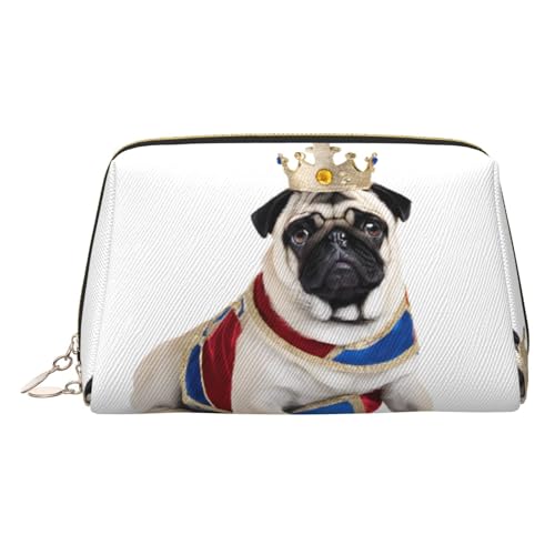 EZDLOWVBA Kosmetiktasche mit niedlichem Hunde-Aufdruck, Reißverschluss, leichte Leder-Make-up-Tasche, gold, Einheitsgröße EZDLOWVBA Kosmetiktasche mit niedlichem Hunde-Aufdruck, Reißverschluss, leichte Leder-Make-up-Tasche, gold, Einheitsgröße von EZDLOWVBA
