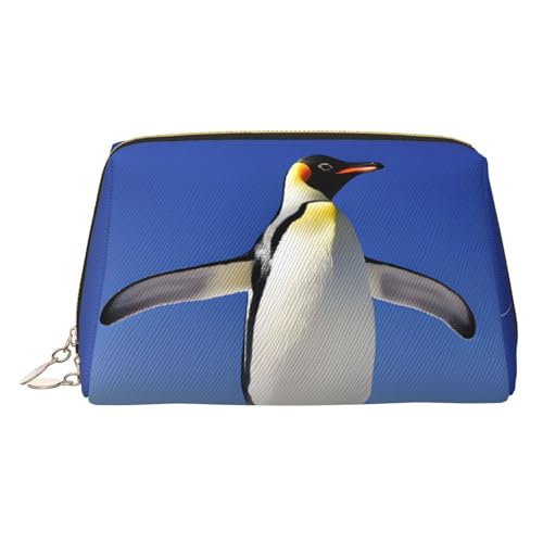 EZDLOWVBA Kosmetiktasche mit niedlichem Pinguin-Aufdruck, für Damen, mit Reißverschluss, leichte Make-up-Tasche aus Leder, gold, Einheitsgröße EZDLOWVBA Kosmetiktasche mit niedlichem Pinguin-Aufdruck, für Damen, mit Reißverschluss, leichte Make-up-Tasche aus Leder, gold, Einheitsgröße von EZDLOWVBA