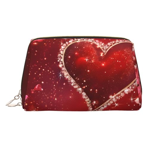 EZDLOWVBA Kosmetiktasche mit romantischem Herz-Druck, für Damen, Reißverschluss, Make-up-Tasche, Kulturbeutel, leicht, Leder, gold, Einheitsgröße EZDLOWVBA Kosmetiktasche mit romantischem Herz-Druck, für Damen, Reißverschluss, Make-up-Tasche, Kulturbeutel, leicht, Leder, gold, Einheitsgröße von EZDLOWVBA