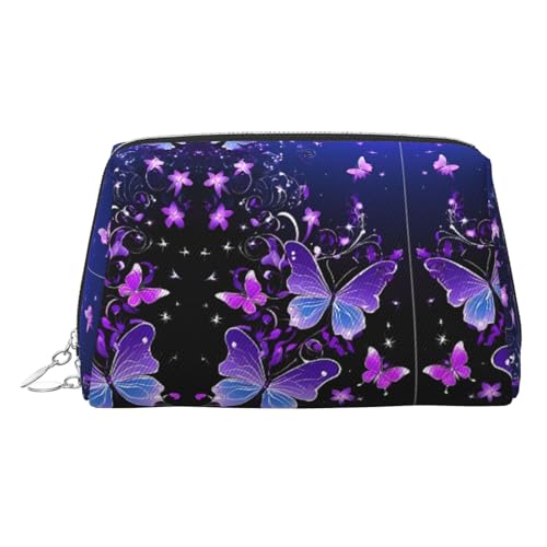 EZDLOWVBA Kosmetiktasche mit schönem Schmetterlings-Aufdruck, für Damen, mit Reißverschluss, Make-up-Tasche, Kulturbeutel, leichte Leder-Make-up-Tasche, silber, Einheitsgröße EZDLOWVBA Kosmetiktasche mit schönem Schmetterlings-Aufdruck, für Damen, mit Reißverschluss, Make-up-Tasche, Kulturbeutel, leichte Leder-Make-up-Tasche, silber, Einheitsgröße von EZDLOWVBA