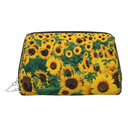 EZDLOWVBA Kosmetiktasche mit schönem Sonnenblumen-Aufdruck, für Damen, mit Reißverschluss, Make-up-Tasche, Kulturbeutel, leichte Leder-Make-up-Tasche, silber, Einheitsgröße EZDLOWVBA Kosmetiktasche mit schönem Sonnenblumen-Aufdruck, für Damen, mit Reißverschluss, Make-up-Tasche, Kulturbeutel, leichte Leder-Make-up-Tasche, silber, Einheitsgröße von EZDLOWVBA