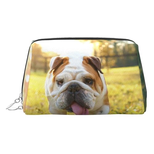 EZDLOWVBA Kosmetiktasche mit süßem Bulldoggen-Motiv, für Damen, Reise-Kosmetiktasche, Organizer, Reißverschluss, Make-up-Tasche, Kulturbeutel, leichte Leder-Make-up-Tasche, silber, Einheitsgröße EZDLOWVBA Kosmetiktasche mit süßem Bulldoggen-Motiv, für Damen, Reise-Kosmetiktasche, Organizer, Reißverschluss, Make-up-Tasche, Kulturbeutel, leichte Leder-Make-up-Tasche, silber, Einheitsgröße von EZDLOWVBA