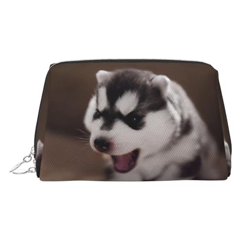 EZDLOWVBA Kosmetiktasche mit süßem Welpen-Aufdruck, für Damen, mit Reißverschluss, Make-up-Tasche, Kulturbeutel, leichte Leder-Make-up-Tasche, silber, Einheitsgröße EZDLOWVBA Kosmetiktasche mit süßem Welpen-Aufdruck, für Damen, mit Reißverschluss, Make-up-Tasche, Kulturbeutel, leichte Leder-Make-up-Tasche, silber, Einheitsgröße von EZDLOWVBA