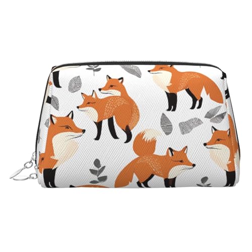 EZDLOWVBA Kosmetiktasche mit vielen Füchsen, mit Reißverschluss, leichte Leder-Make-up-Tasche, silber, Einheitsgröße EZDLOWVBA Kosmetiktasche mit vielen Füchsen, mit Reißverschluss, leichte Leder-Make-up-Tasche, silber, Einheitsgröße von EZDLOWVBA