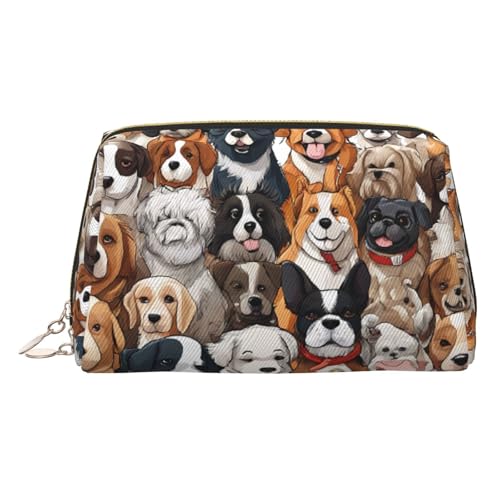 EZDLOWVBA Kosmetiktasche mit vielen Hunden, Reißverschluss, leichte Leder-Make-up-Tasche, gold, Einheitsgröße EZDLOWVBA Kosmetiktasche mit vielen Hunden, Reißverschluss, leichte Leder-Make-up-Tasche, gold, Einheitsgröße von EZDLOWVBA